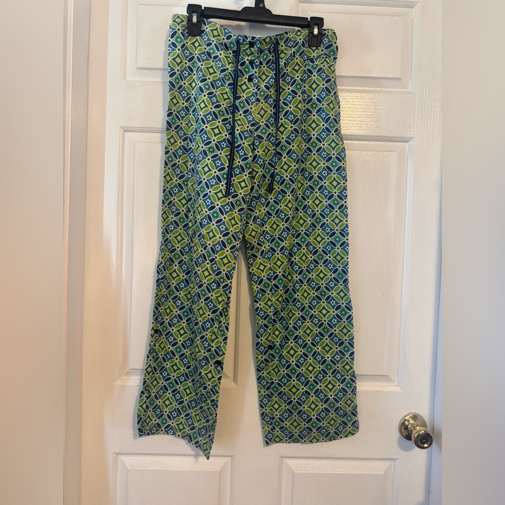 VERA BRADLEY Green And Blue Daisy Pajama Pants